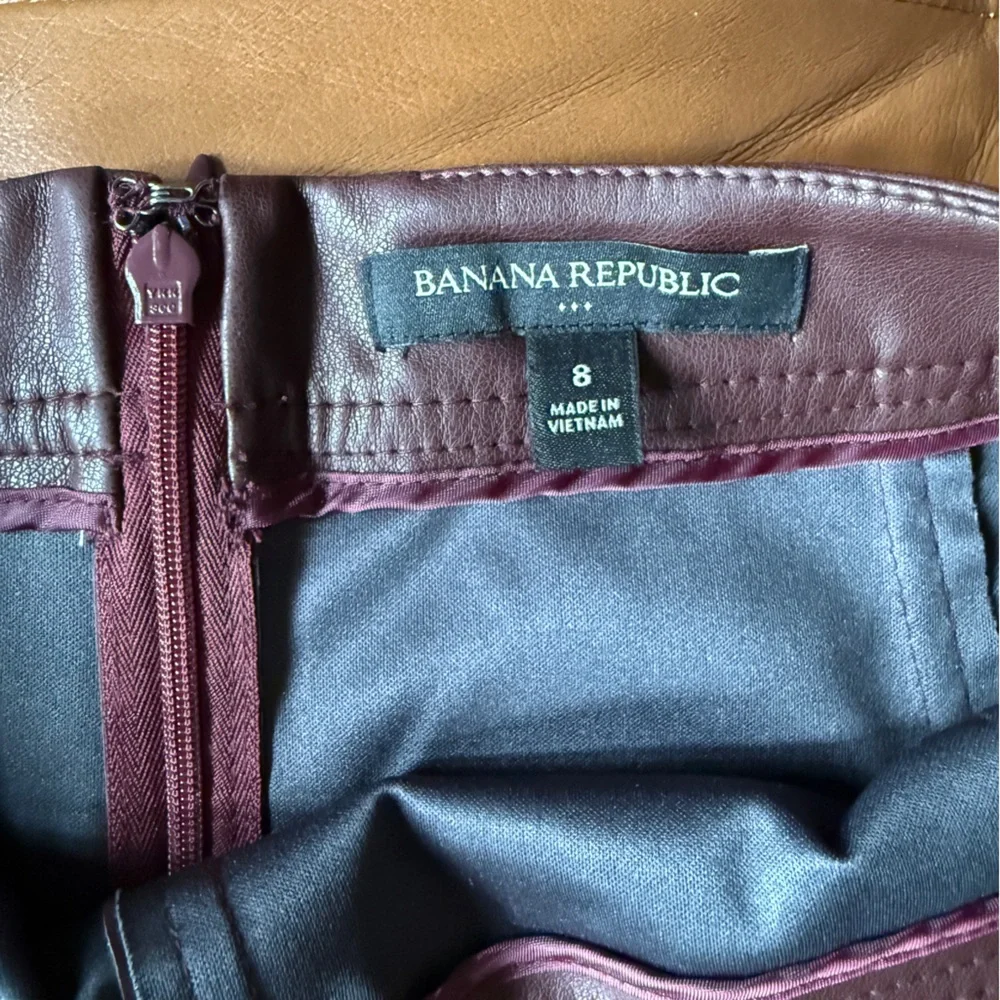 Burgundy A-Line Midi Faux Leather Skirt, Banana Republic (size 8) - Picture 6 of 6